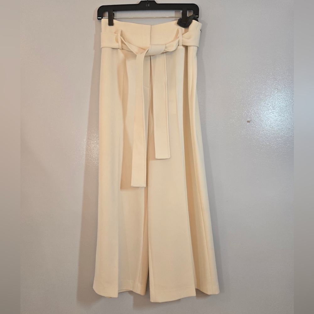NWT Theory Belt Crop Admiral Rice White Wide Pants, s6